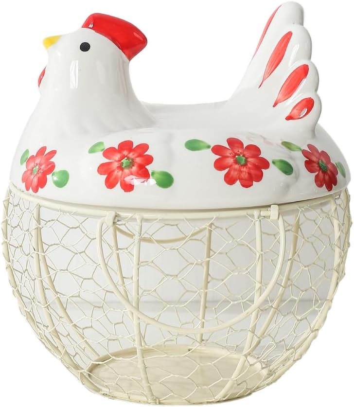 Cesta almacenamiento huevos cerámica pollo 20