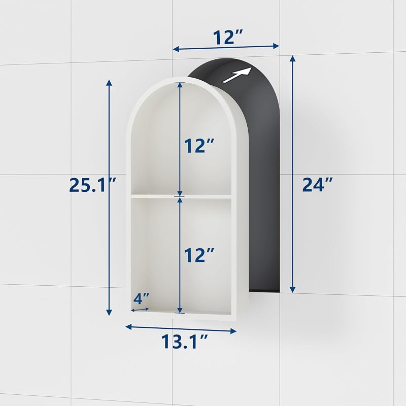 Nicho ducha acero inox 12x24" arqueado 2 niveles blanco