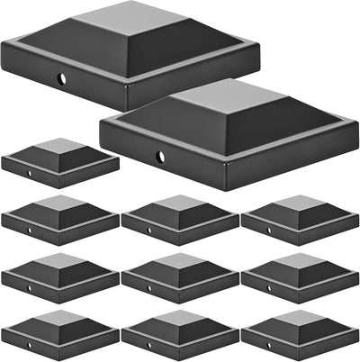 12 Tapas Poste Aluminio 3x3" Acabado Negro Resistentes