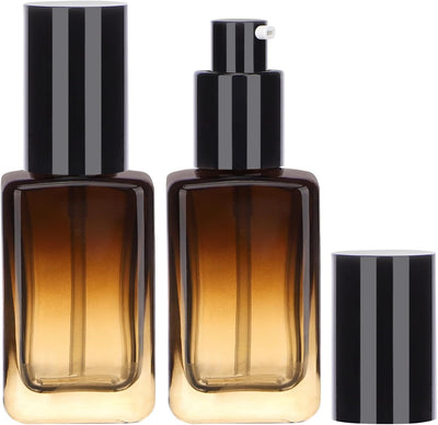 2 Botellas Vacías 1.7oz Vidrio con Bomba para Aceites y Lociones