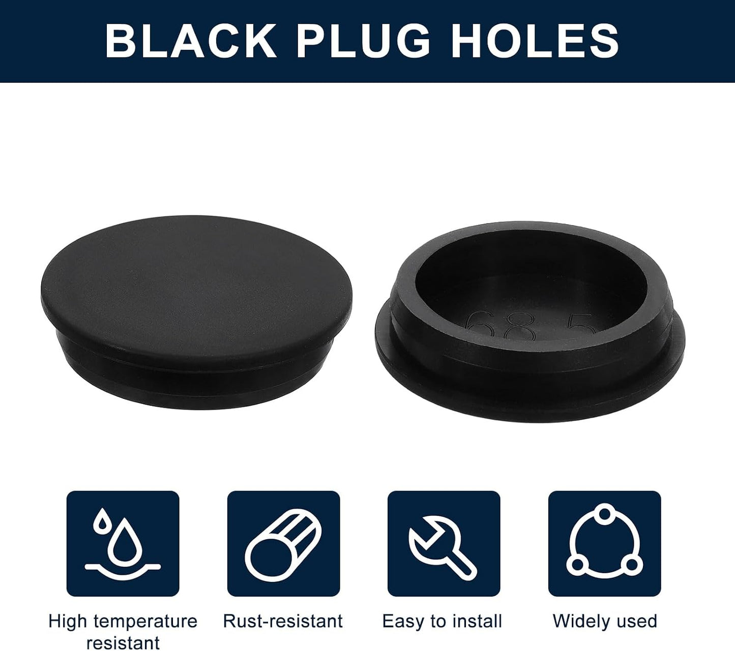Tapón goma impermeable 2.68pulg 2 agujeros negros
