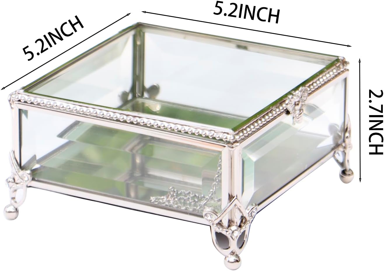 Caja organizadora cristal vintage para anillos y recuerdos