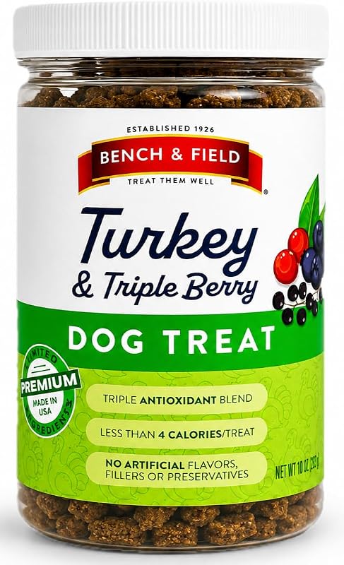Golosinas naturales para perros de pavo y bayas triples 10oz