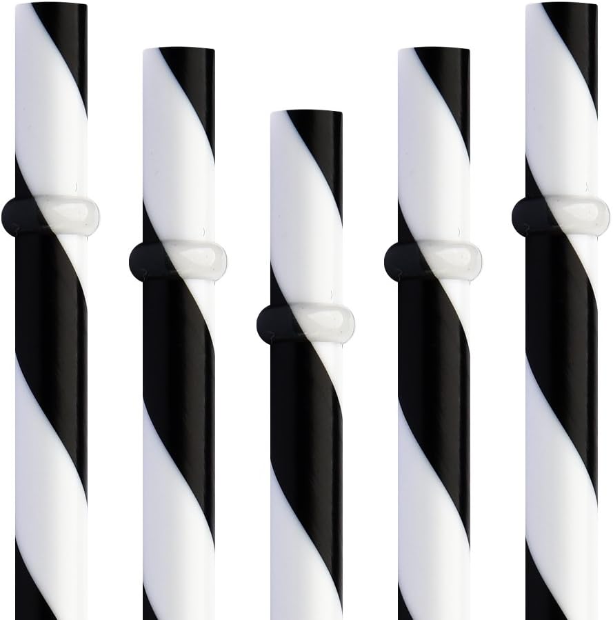12 Pajitas Plástico Reutilizables 9pulg Sin BPA Negro
