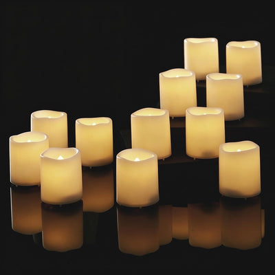 12 Velas Votivas Led Sin Llama Pilas Decoración Hogar Boda