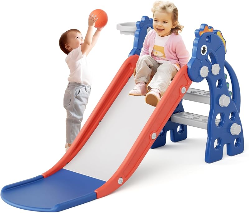 Tobogán para niños con aro baloncesto antiderrap 46.8pulg