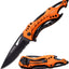 Cuchillo bolsillo plegable hoja serrada 3.25pulg aluminio naranja