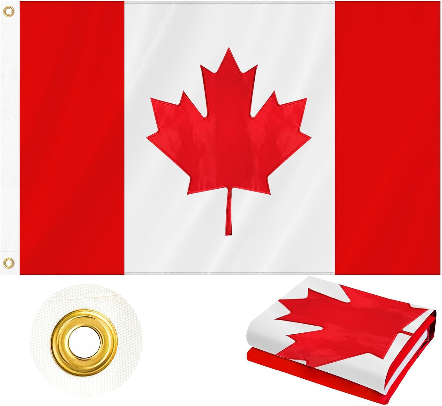 Bandera Canadá 3x5ft tela Oxford 210D arce bordado
