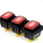 3 Interruptores Palanca 110V IP65 Led Rojo para Auto Barco