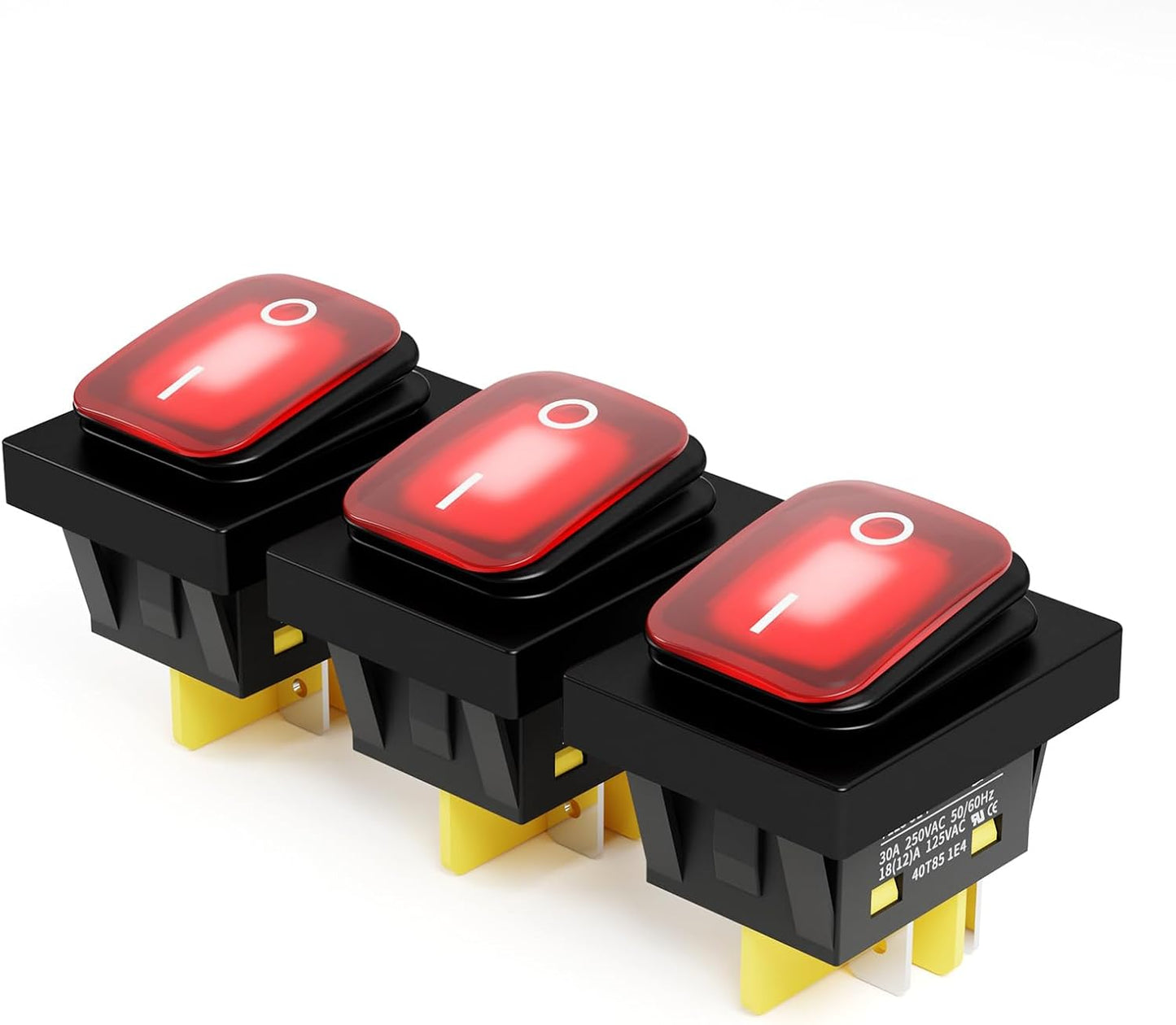 3 Interruptores Palanca 110V IP65 Led Rojo para Auto Barco