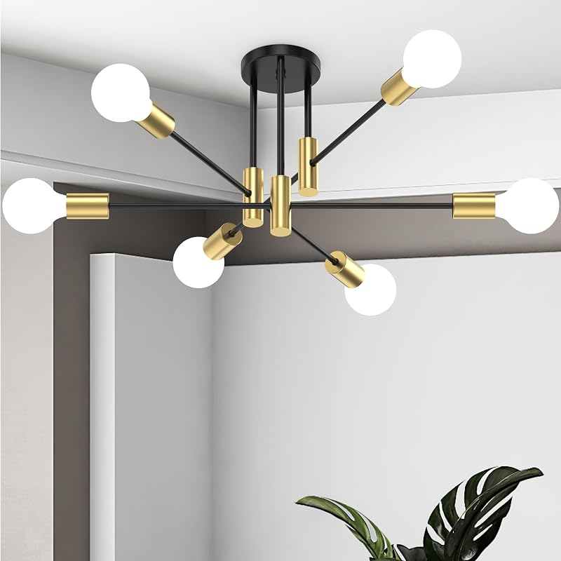 Lámpara techo moderna Sputnik 6 luces metal dormitorio