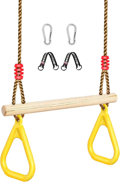 Barra de columpio madera ajustable anillos gimnasio patio