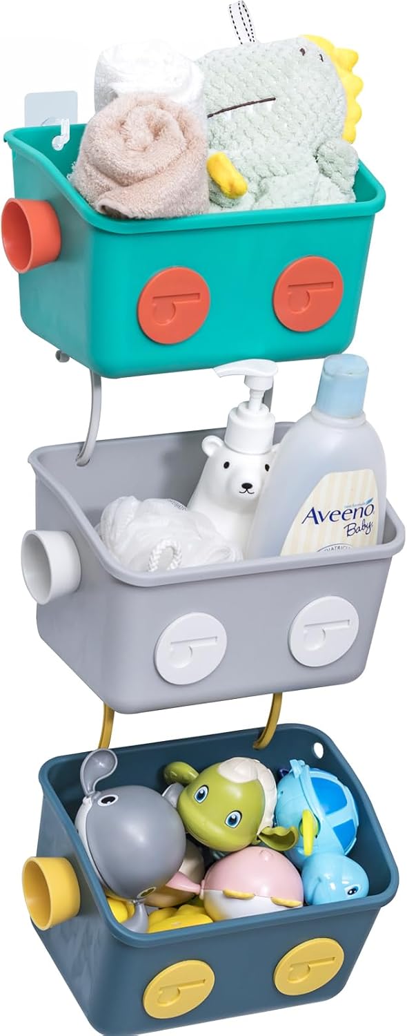 Organiz. ducha colgante con ganchos para baño niños
