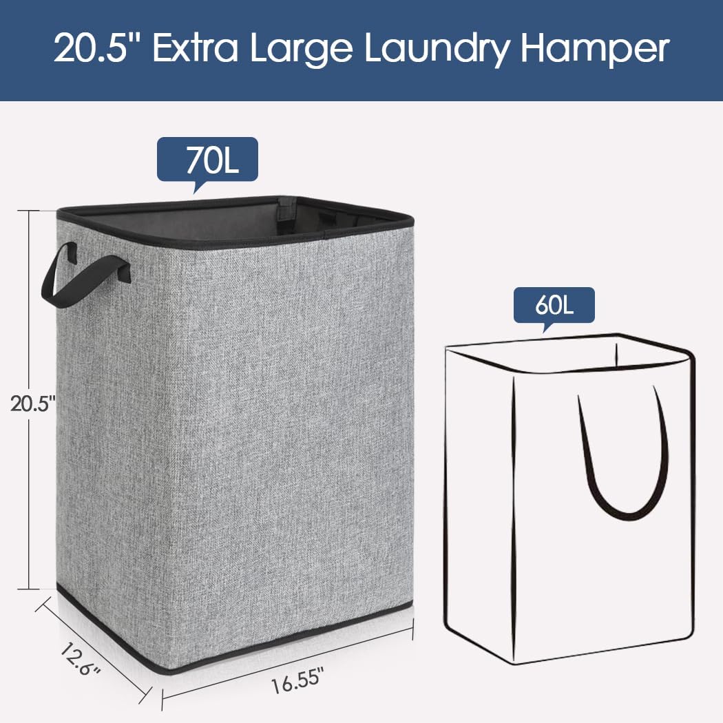 Cesta ropa sucia dormitorio ligera plegable 70l con asas