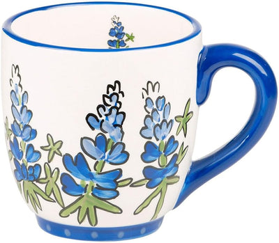 Taza cerámica 16oz pintada a mano capó azul