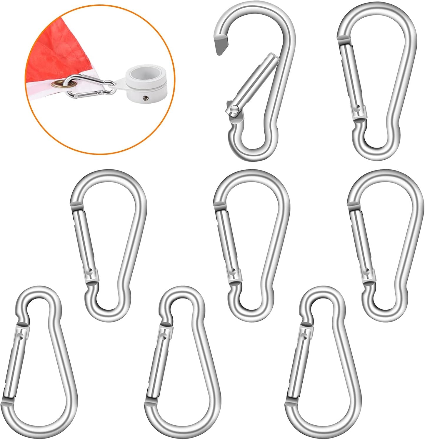 Clips mosquetón repuesto anillas asta bandera aluminio