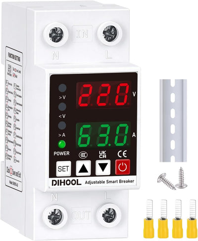 Disyuntor inteligente proteccion voltaje ajustable 70-200V