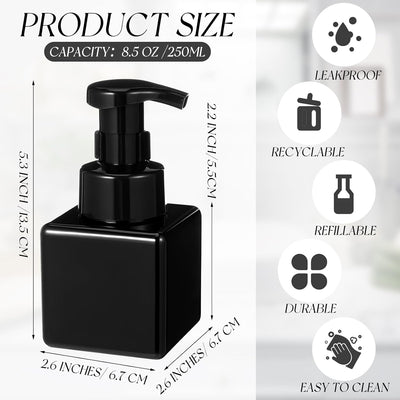 Dispensador jabón espumoso 12uds plástico recargable negro