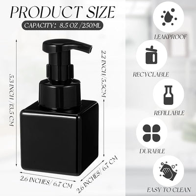 Dispensador jabón espumoso 12uds plástico recargable negro