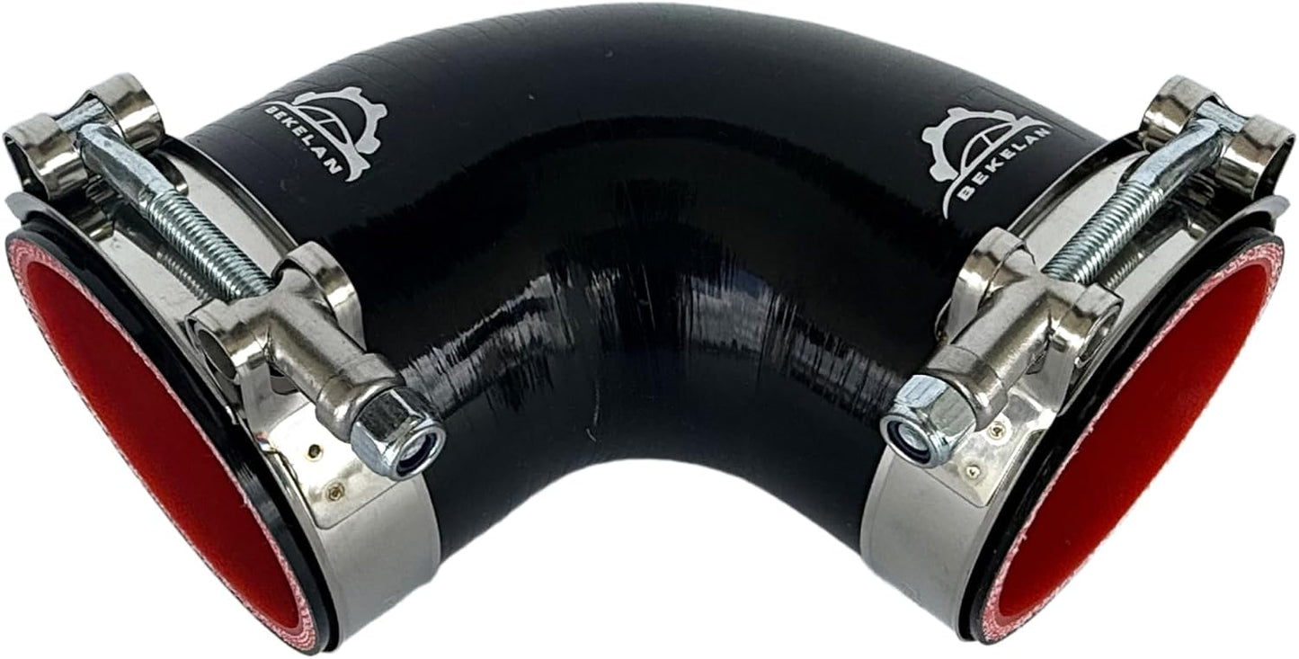 Manguera silicona acoplador 90° 2.75pulg inox perno T 4