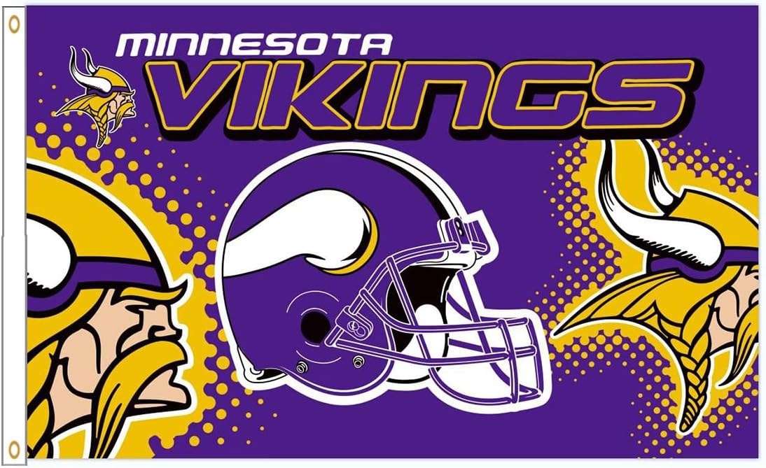 Bandera Vikingos Minnesota 3x5ft Poliéster para Garaje