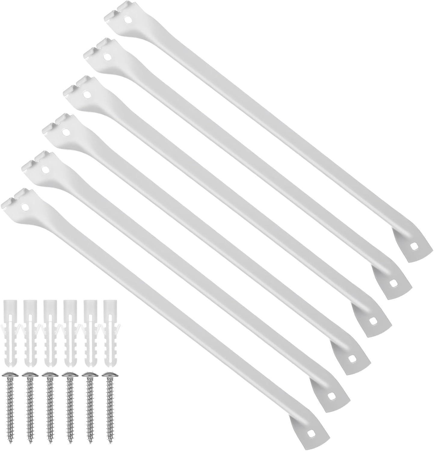6 Soportes Estante Alambre 12pulg Anclajes Blanco