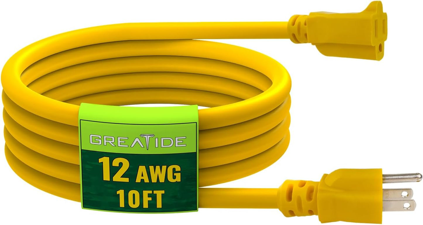 Cable extensión exterior 10ft 12/3 amarillo 3 clavijas