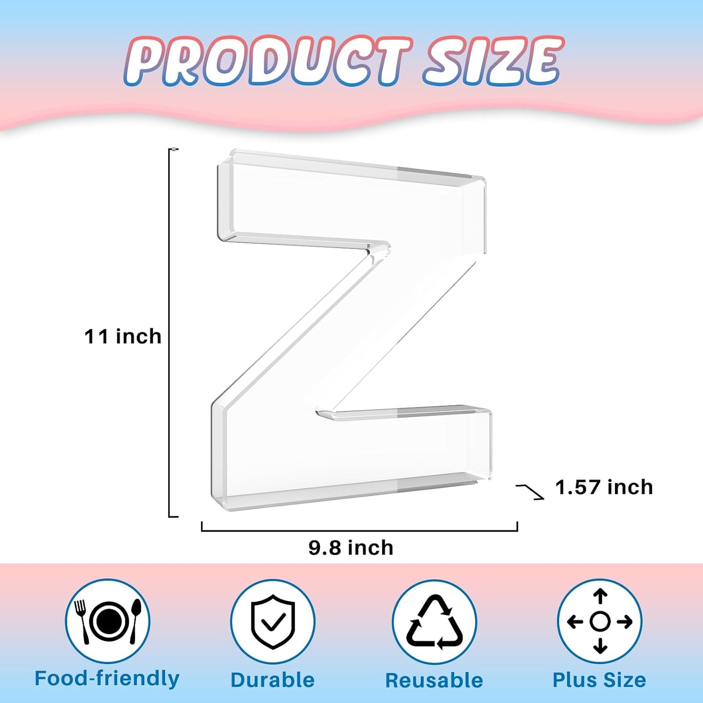 Caja charcutería acrílica 11pulg reutiliz. forma letra