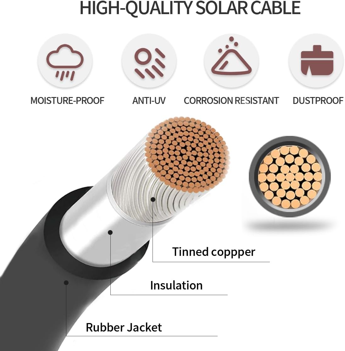Cable extensión solar 12 AWG 3 pies negro rojo con conectores