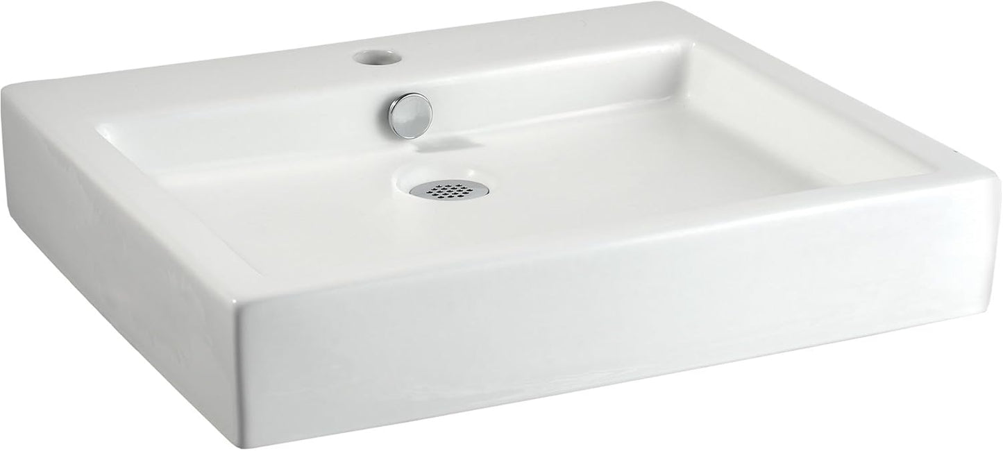 Fregadero rectangular sobre mostrador blanco