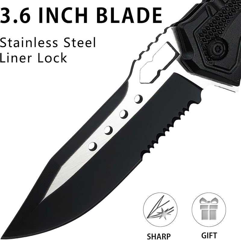 Cuchillo bolsillo 3en1 con rompedor vidrio y cortador cinturón