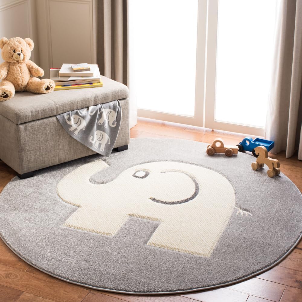 Alfombra redonda niños 5ft3pulg gris marfil
