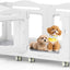 Jaula perros gatos 6 paneles ruedas 8 blanca