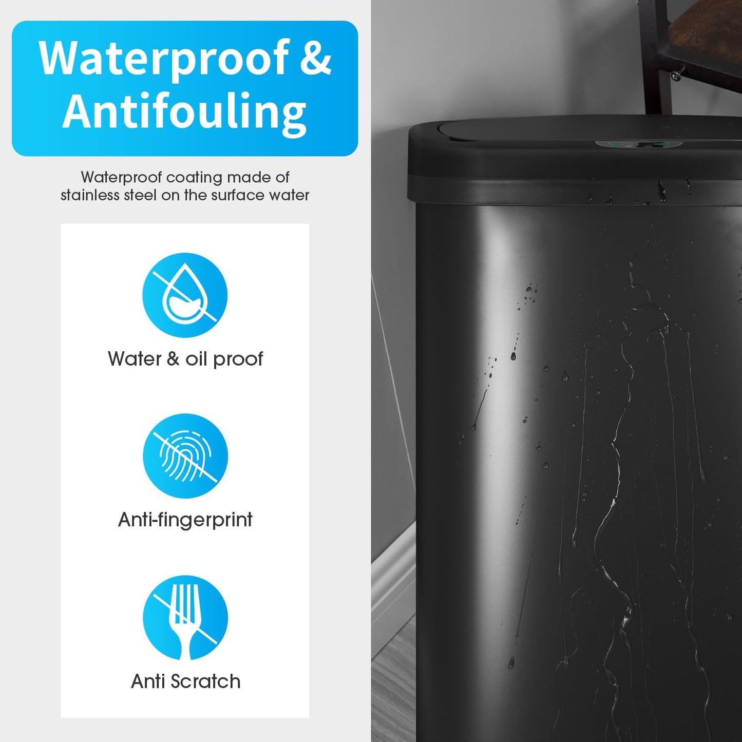 Basurero plástico negro 49L cocina dormitorio cierre