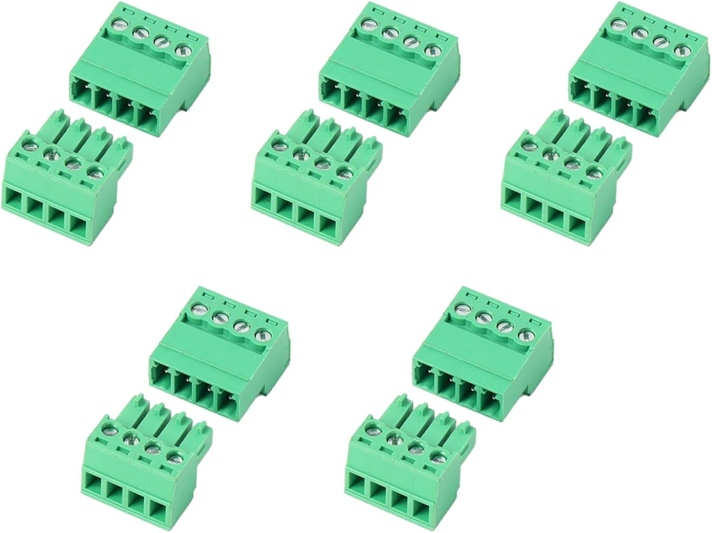 Juego 5 conectores PCB 4 pines 0.200pulg enchufe Phoenix