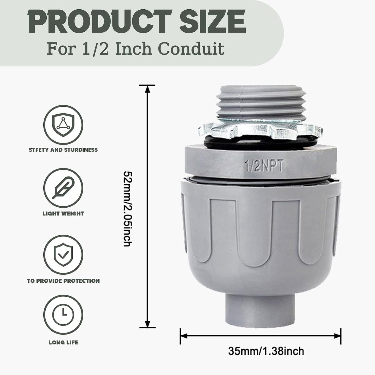 Conector hermético 1/2" PVC 180grados pack 2