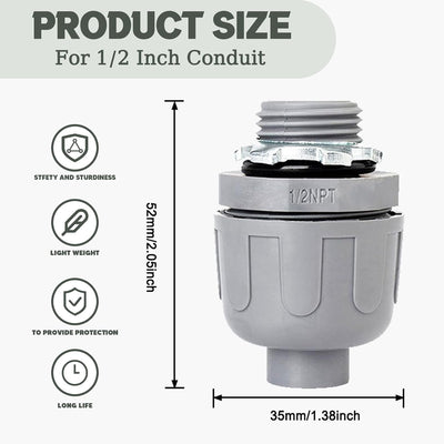 Conector hermético 1/2" PVC 180grados pack 2