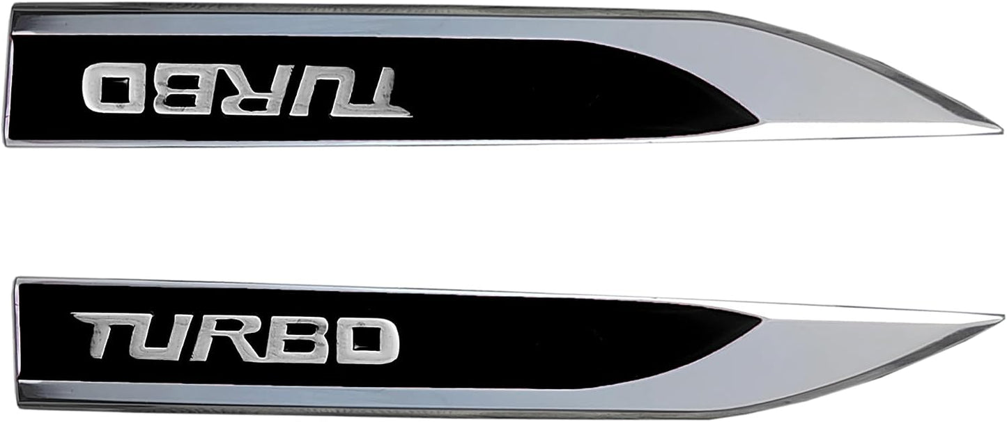 Emblema Turbo 3D Adhesivo Coche 2 Pzas Cromado Negro