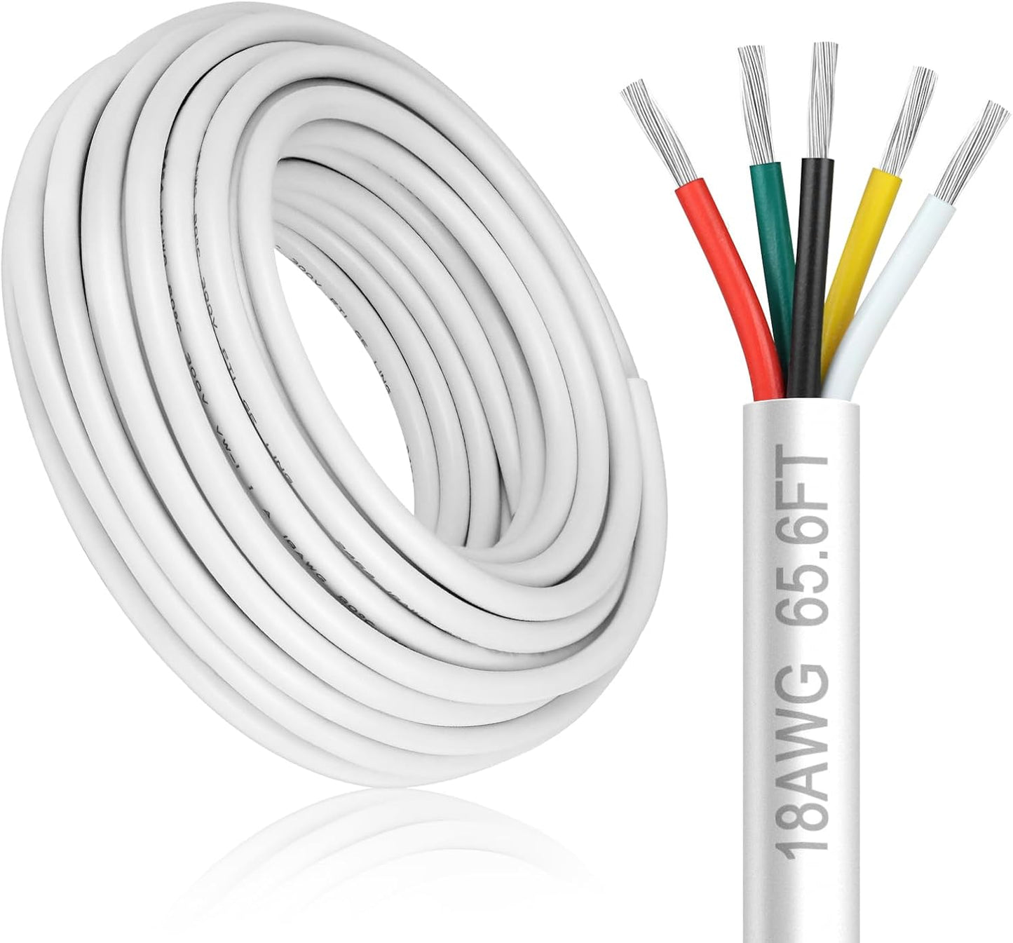 Cable eléctrico 18/5 conductores 65.6ft trenzado PVC