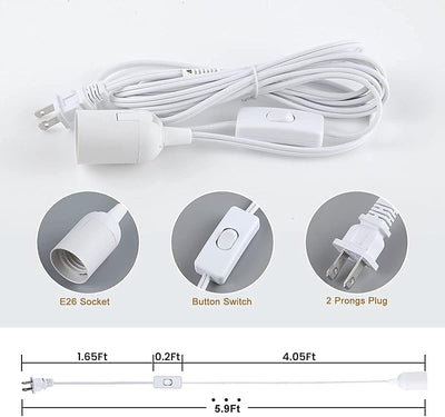 Linterna colgante E26/E27 360W 5.9ft con interruptor 3 pzas blanco