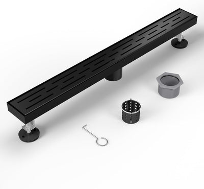Drenaje ducha acero inox 28pulg rejilla negro ajustable