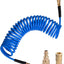Manguera aire 1/4pulg x25ft poliuretano con accesorios 300PSI azul