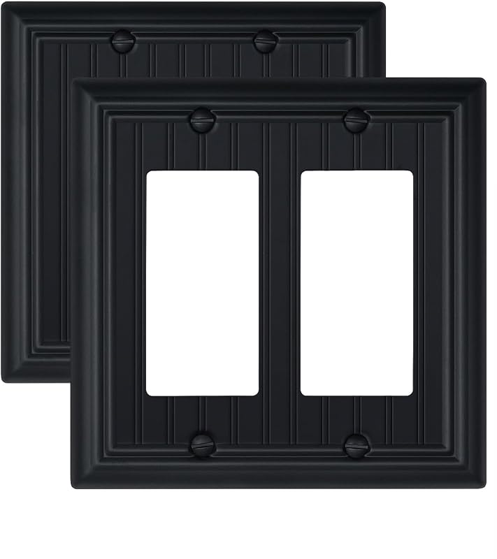 2 Pzas Placas Pared Metal Tomacorriente Clásicas Negras