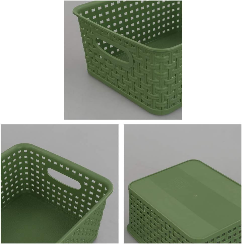 Cestas plástico trenzado para cocina baño 6 pzas verde