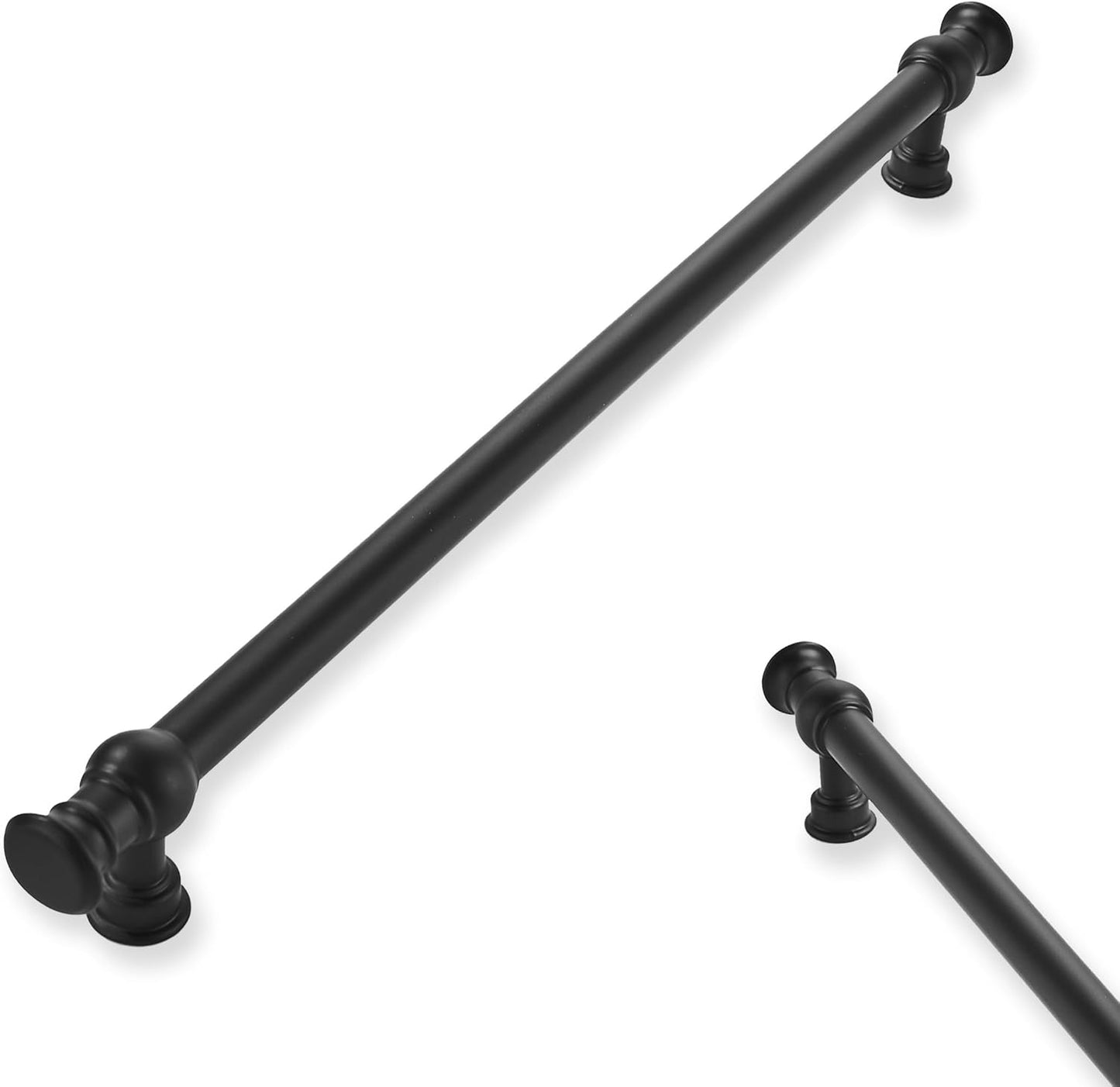 10 Tiradores Cocina 8" Negro Mate Sólidos Resistentes