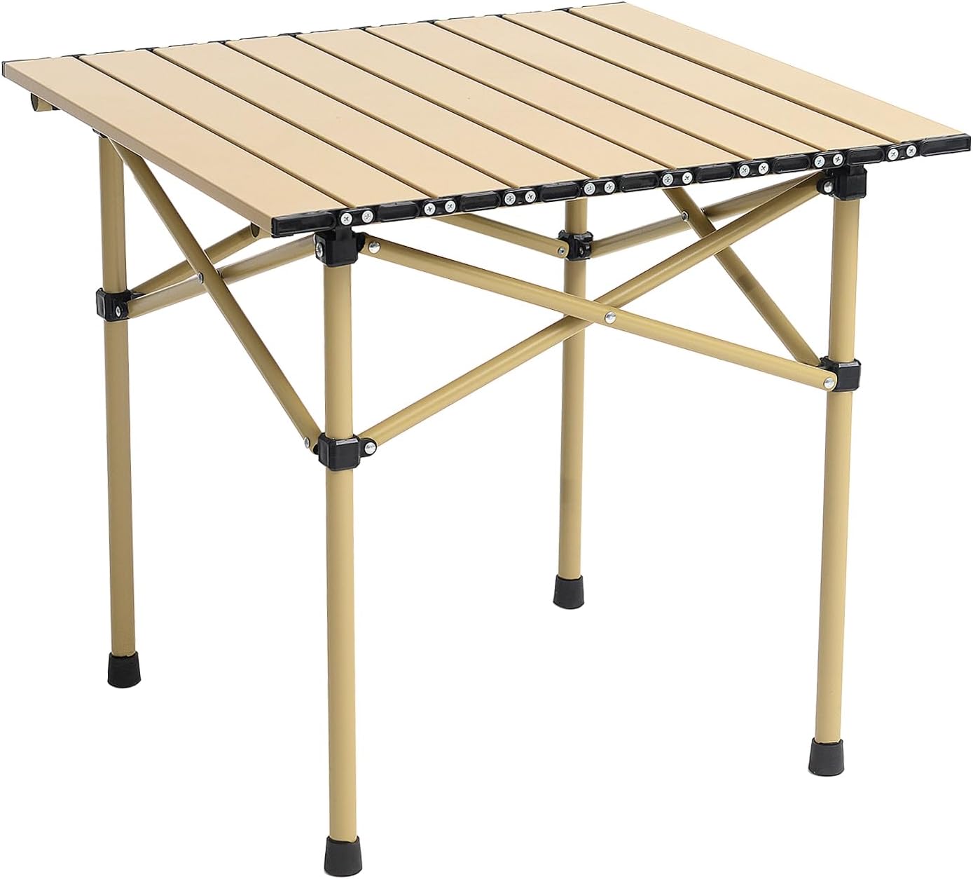 Mesa camping plegable aluminio ligera con bolsa caqui