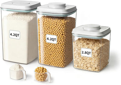 Juego recipientes herméticos 2.8 y 4.2qt con cuchara apilables