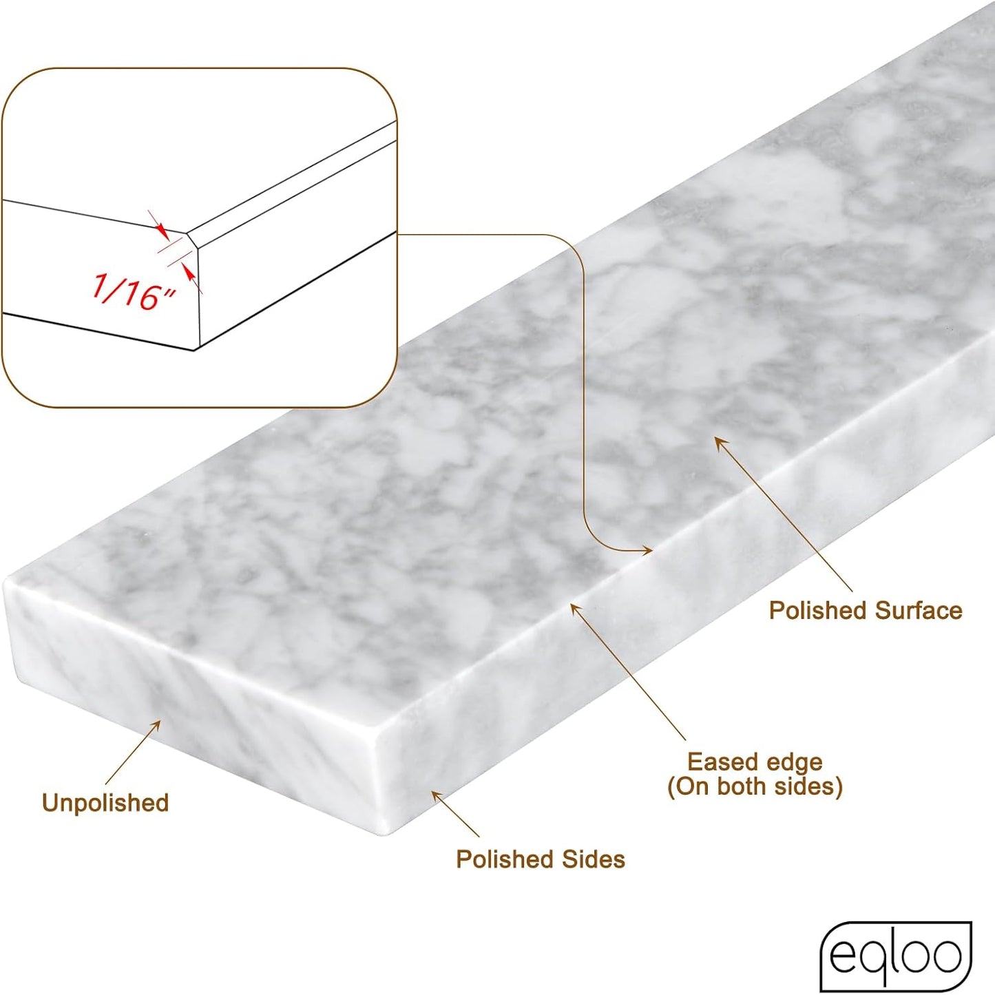 Salpicaduras laterales mármol Carrara 21x4pulg baño