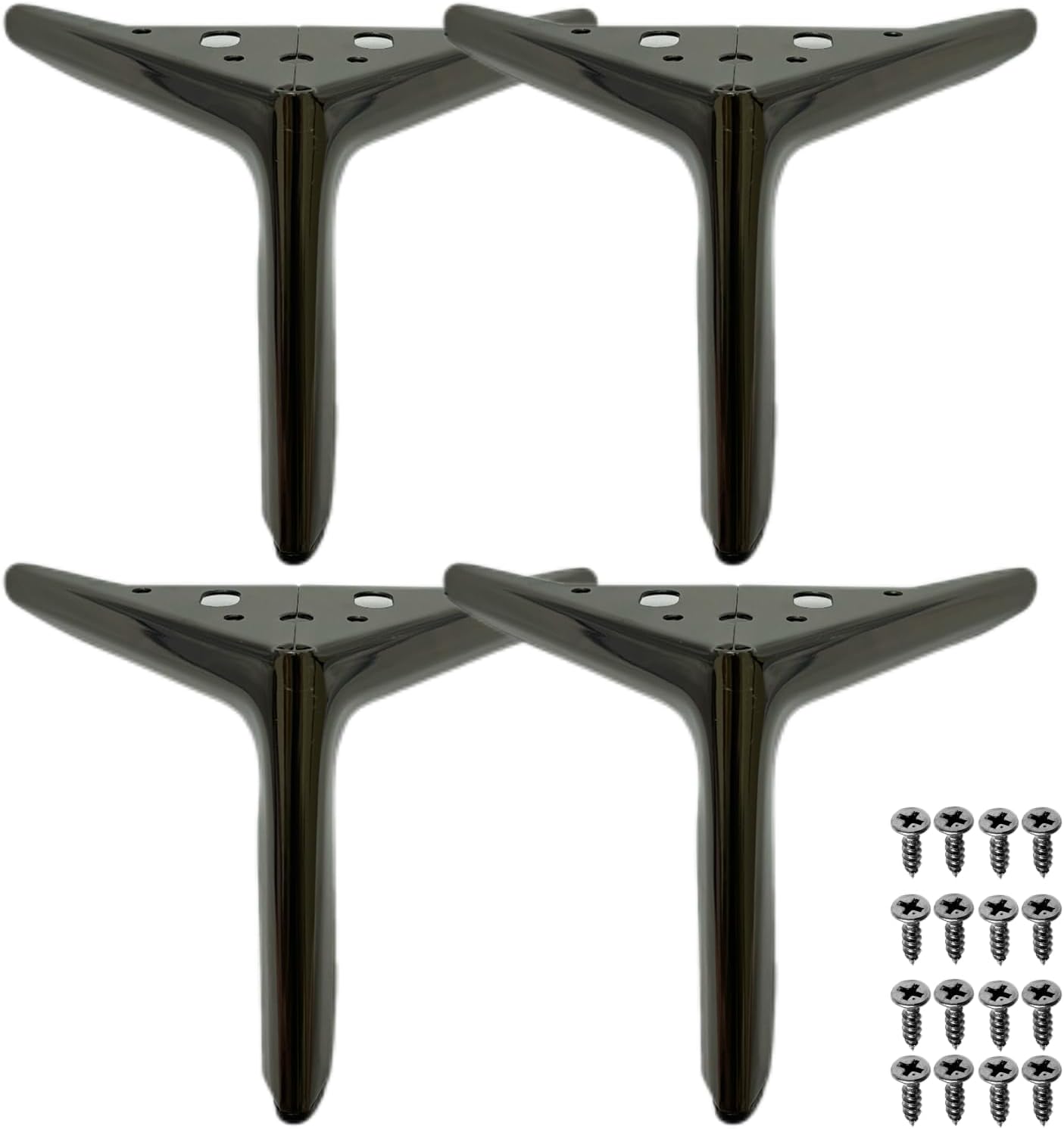 Patas muebles 6pulg set 4 metal negro modernas
