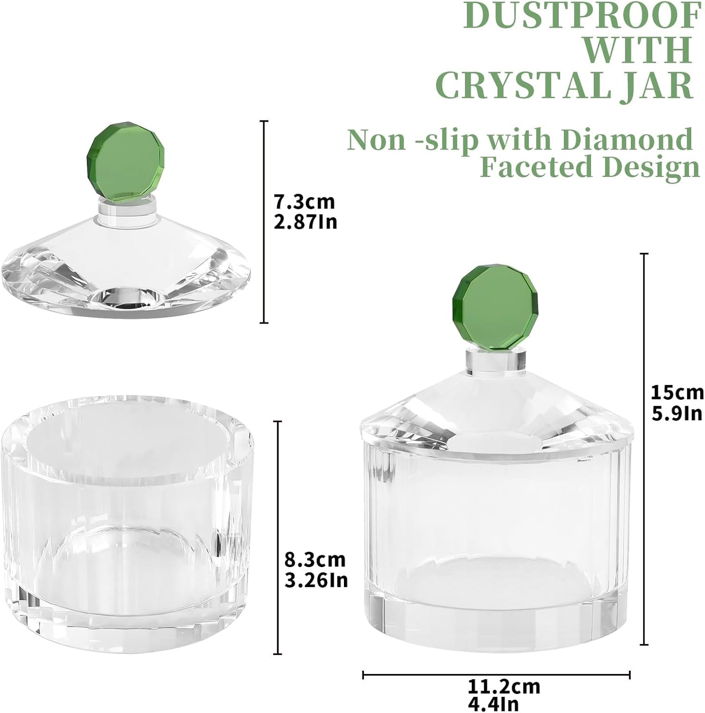 Tarros cristal con tapa para joyas, baño y hogar